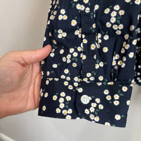 L.L.Bean Wrinkle Free Oxford Shirt 2X Plus Navy Floral Button Down Cotton - Picture 7 of 8